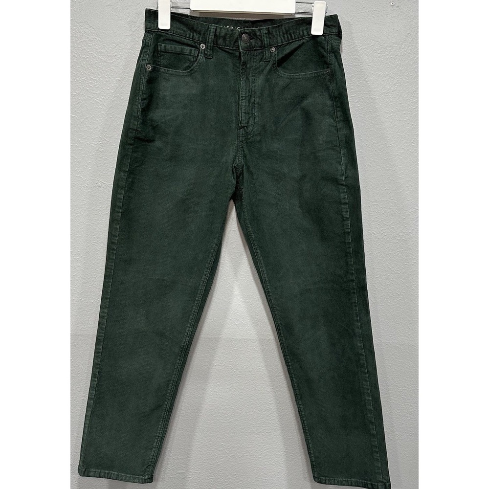 American Eagle Corduroy Pants Women's Size 6R Green Mom Jeans Super Stretch Zip